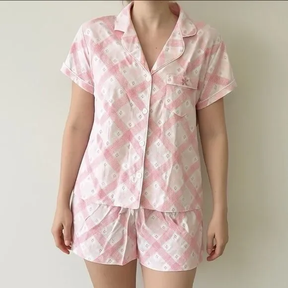 Tommy Hilfiger pink plaid pajama set - Picture 1 of 8